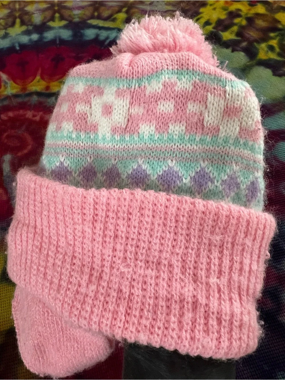 🩷 Vintage 90s Knit Pom Pom Beanie Winter Hat